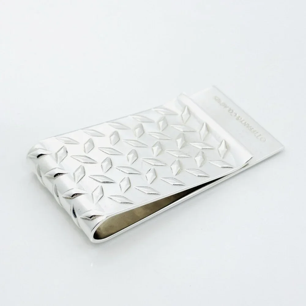 Tiffany Tire Tread Plate Diamond Plate Money Clip in Sterling Silver Mens Unisex
